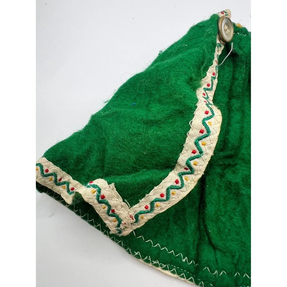 Vintage Green‎ Felt Doll Cloak European Medieval Folklore Dress Up Handmade